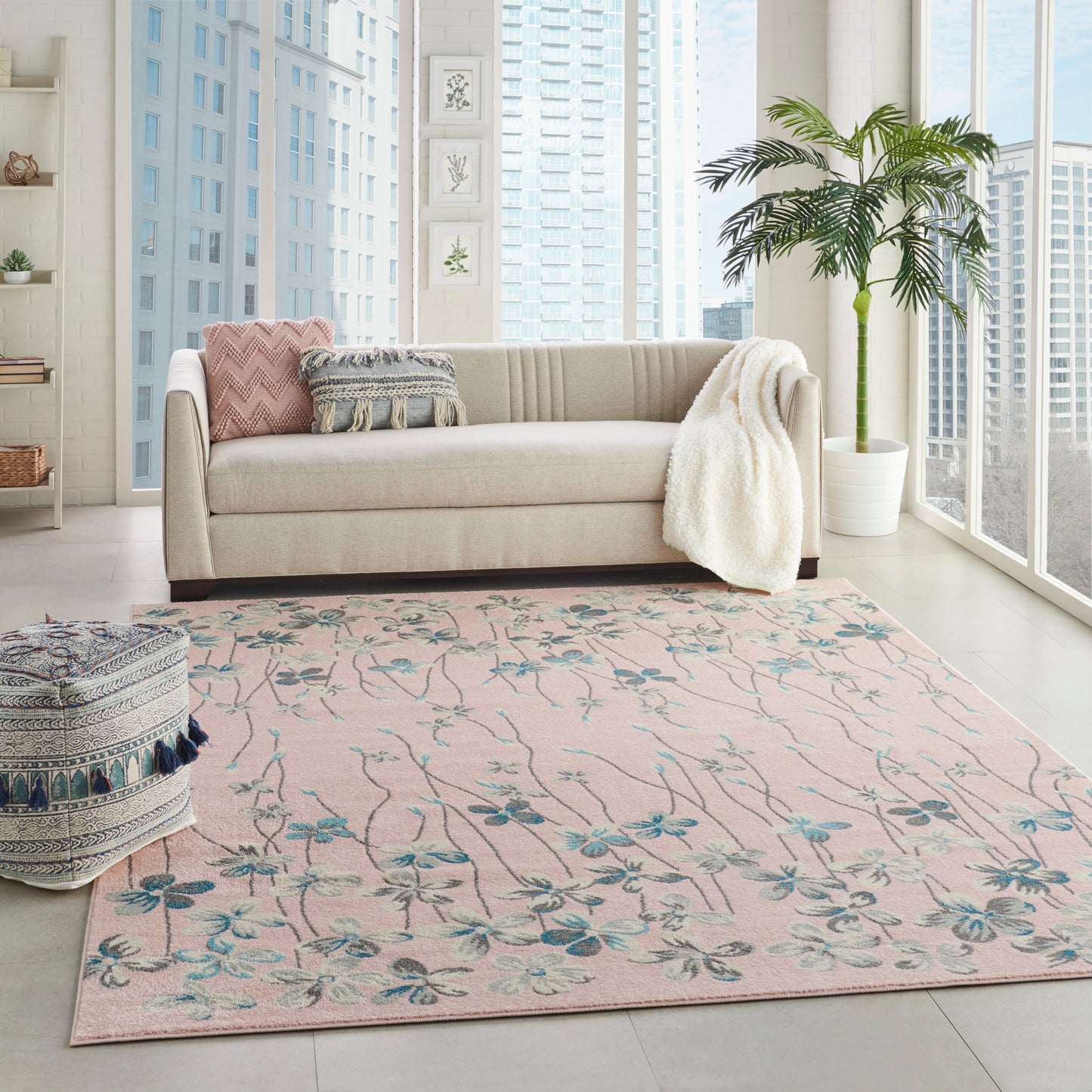 Nourison Tranquil 8'10" x 11'10" Pink Contemporary Indoor Rug