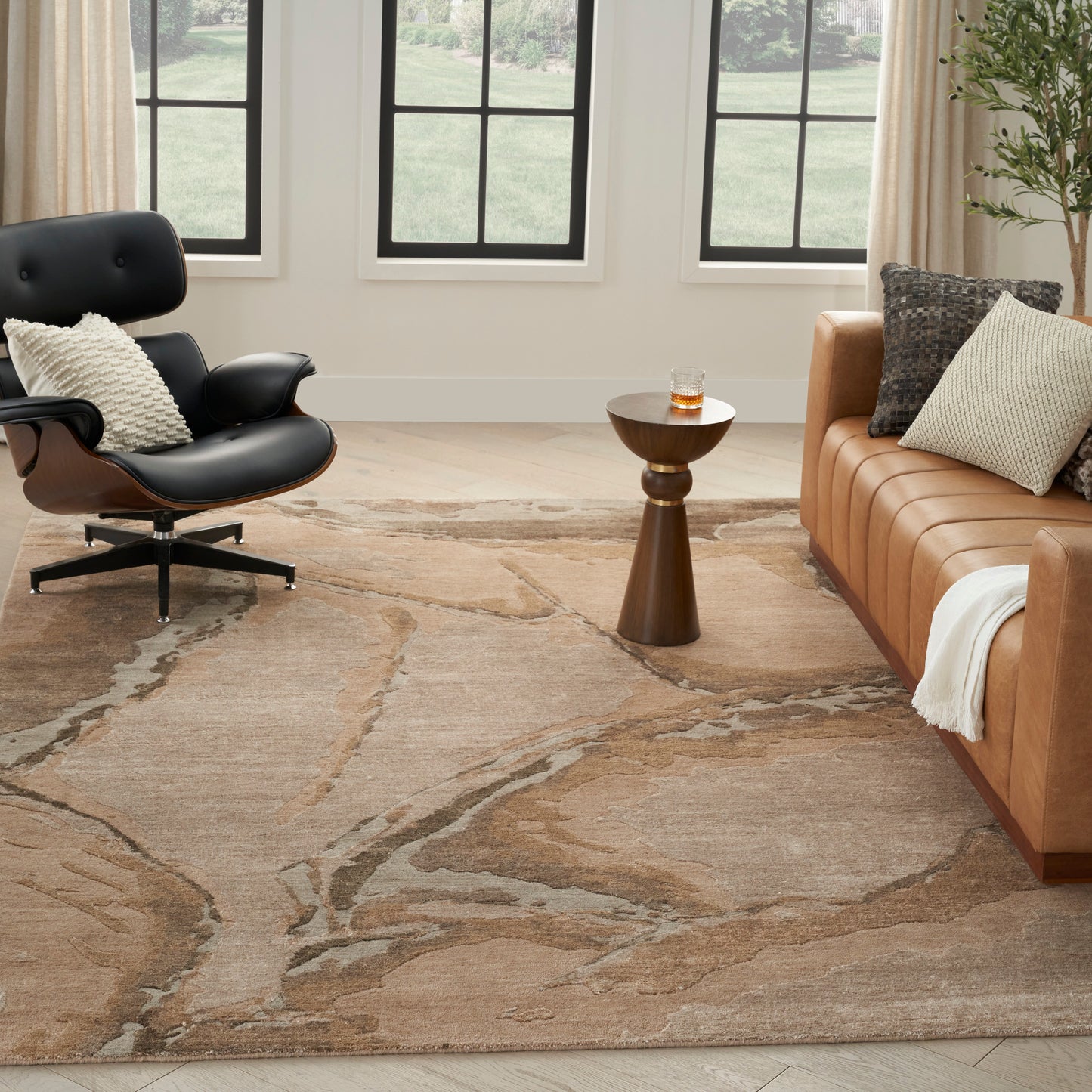 Nourison Silk Shadows 8'6" x 11'6" Beige Silver Modern Indoor Rug