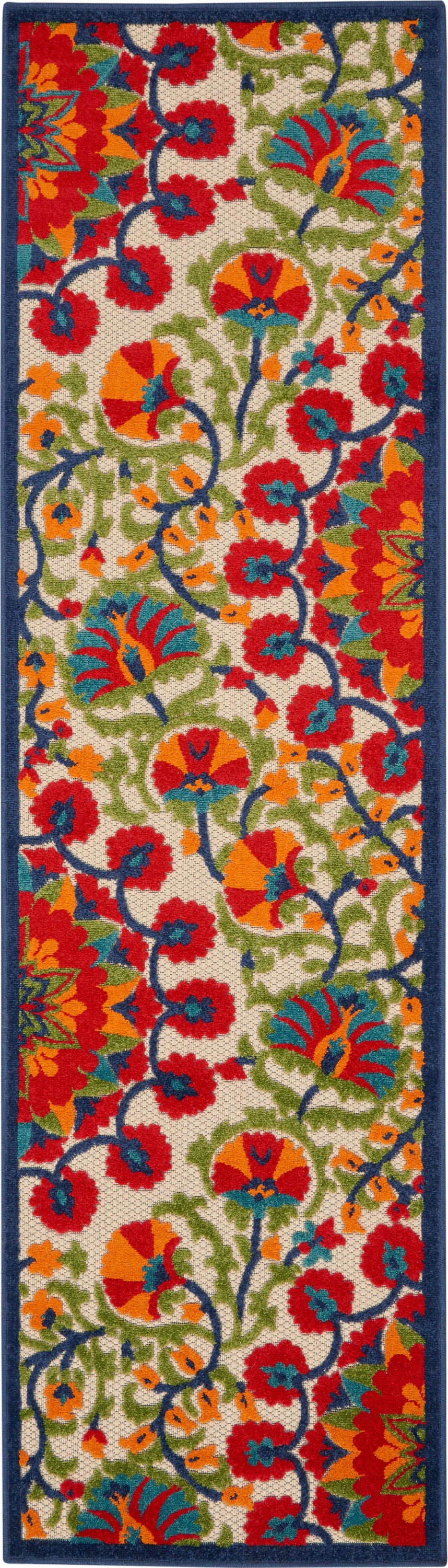 Nourison Aloha 2'3" x 10' Red Multicolor Transitional Rug