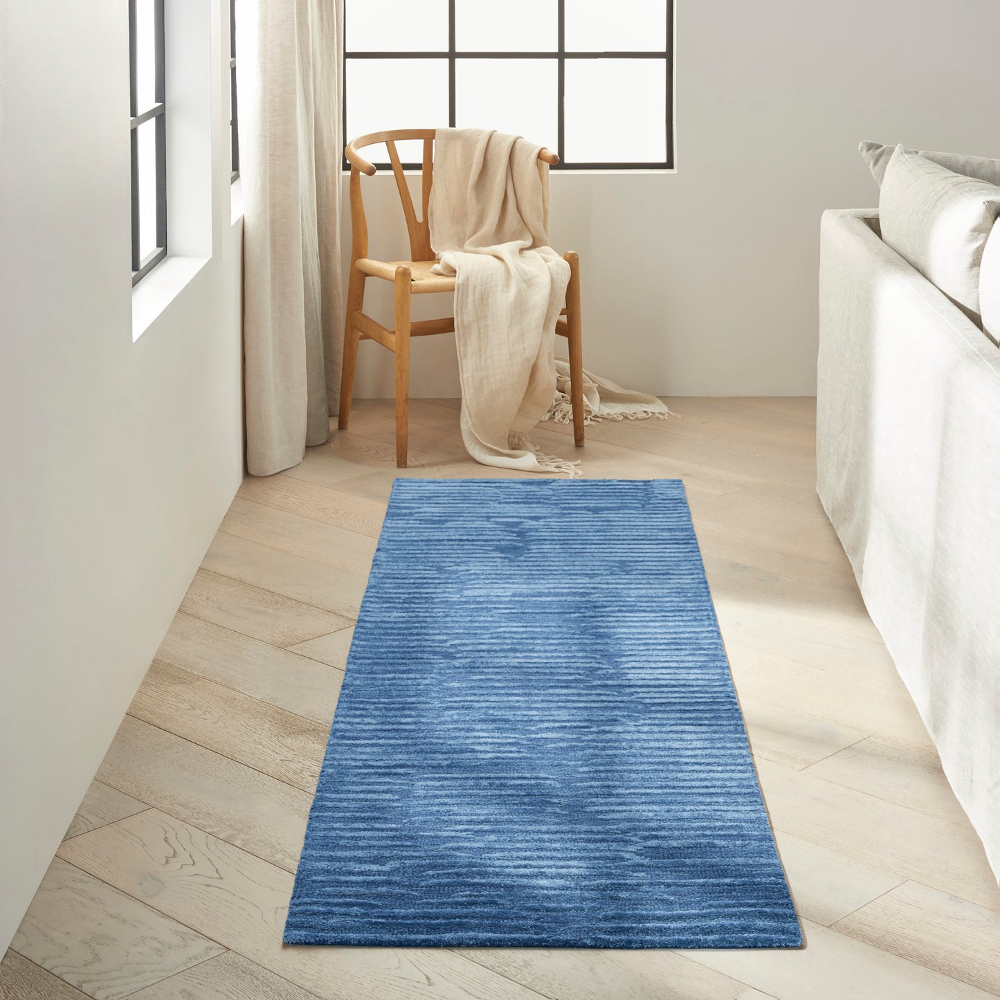 Calvin Klein CK010 Linear 2'3" x 8' Blue Modern Indoor Rug