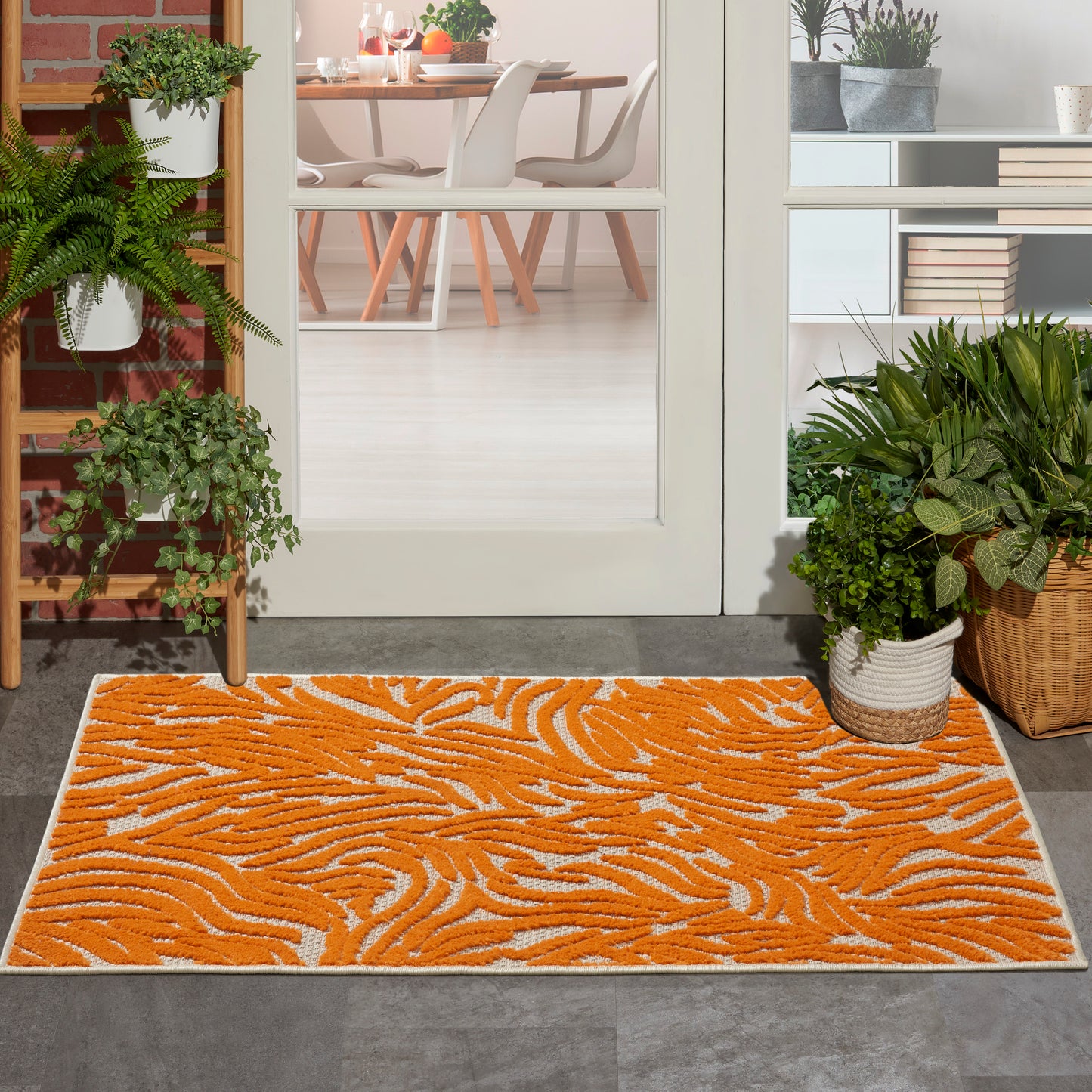 Nourison Aloha 2'8" x 4' Orange Contemporary Rug