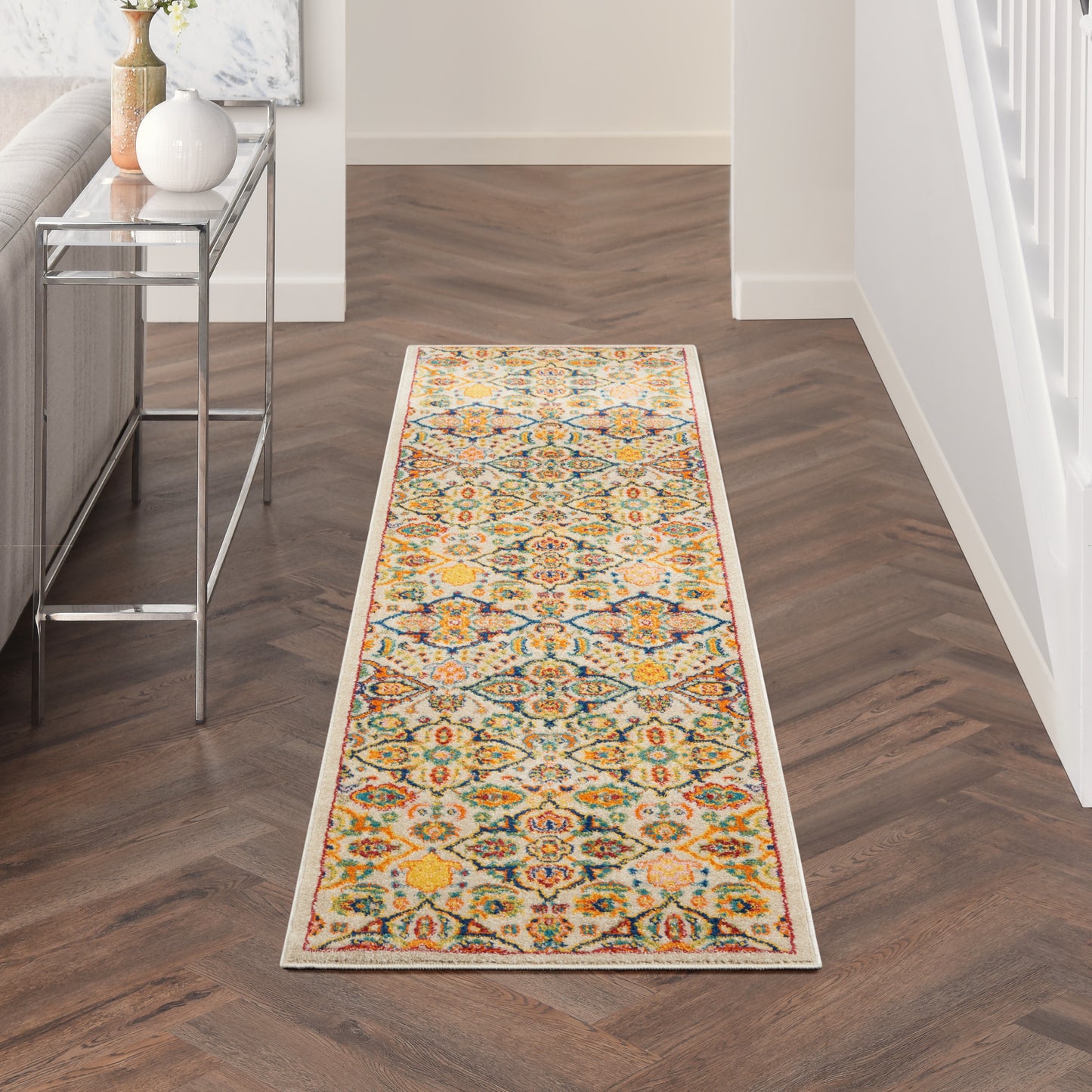 Nourison Allur 2'3" x 10' Ivory Multicolor Bohemian Indoor Rug