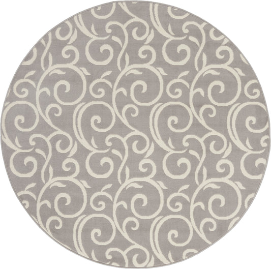 Nourison Grafix 5'3" x Round Grey Contemporary Indoor Rug