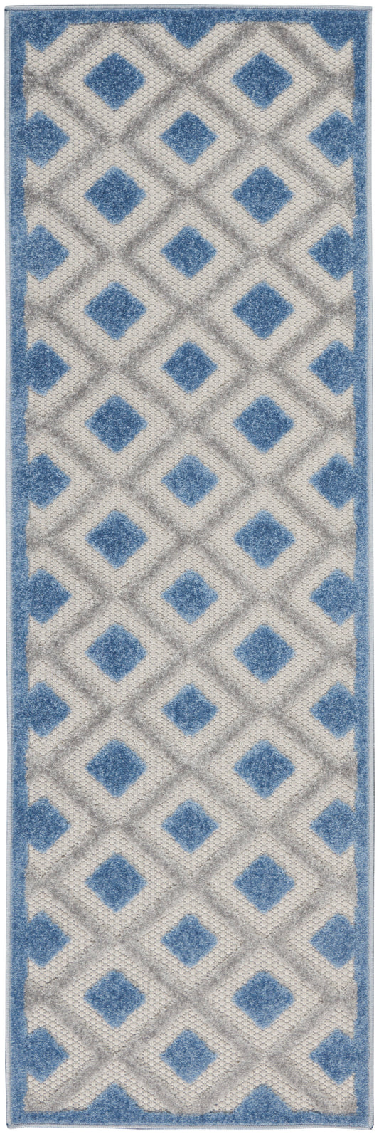 Nourison Aloha 2'3" x 8' Blue Grey Modern Rug