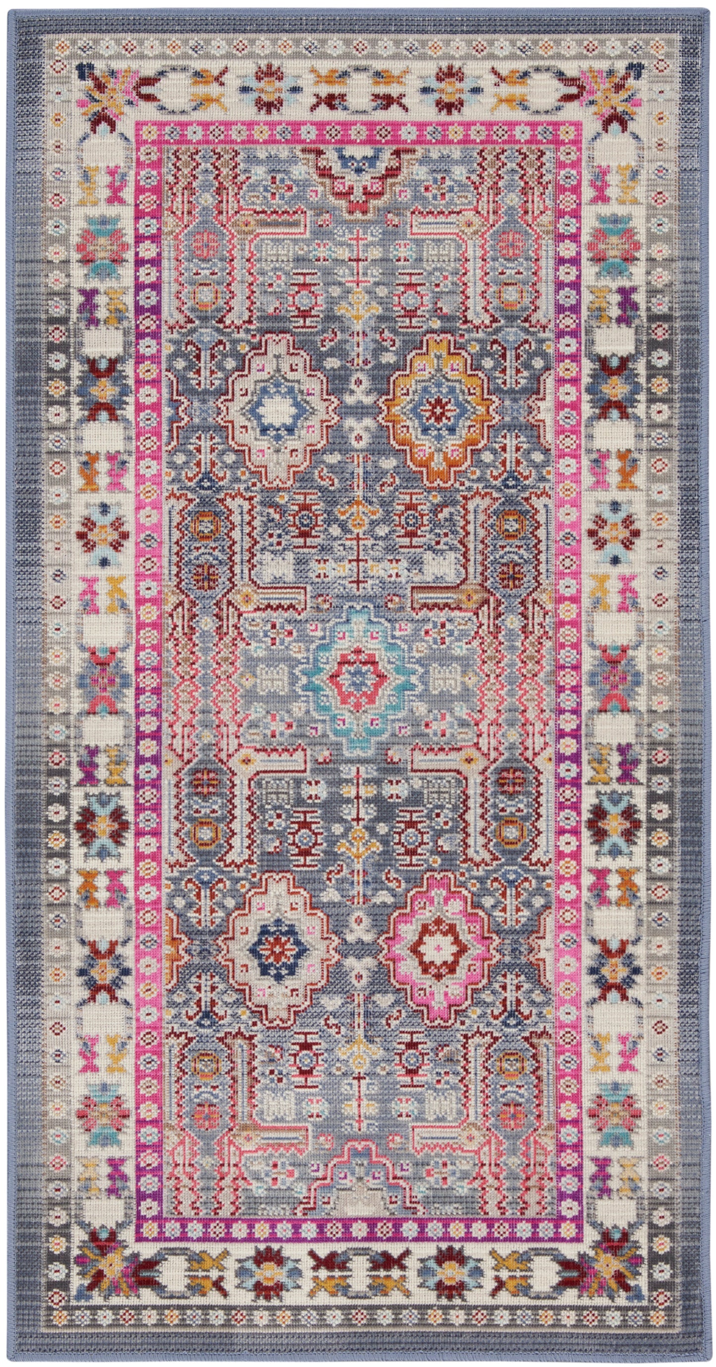 Nourison Vintage Kashan 2' x 4' Grey/Multi Bohemian Indoor Rug