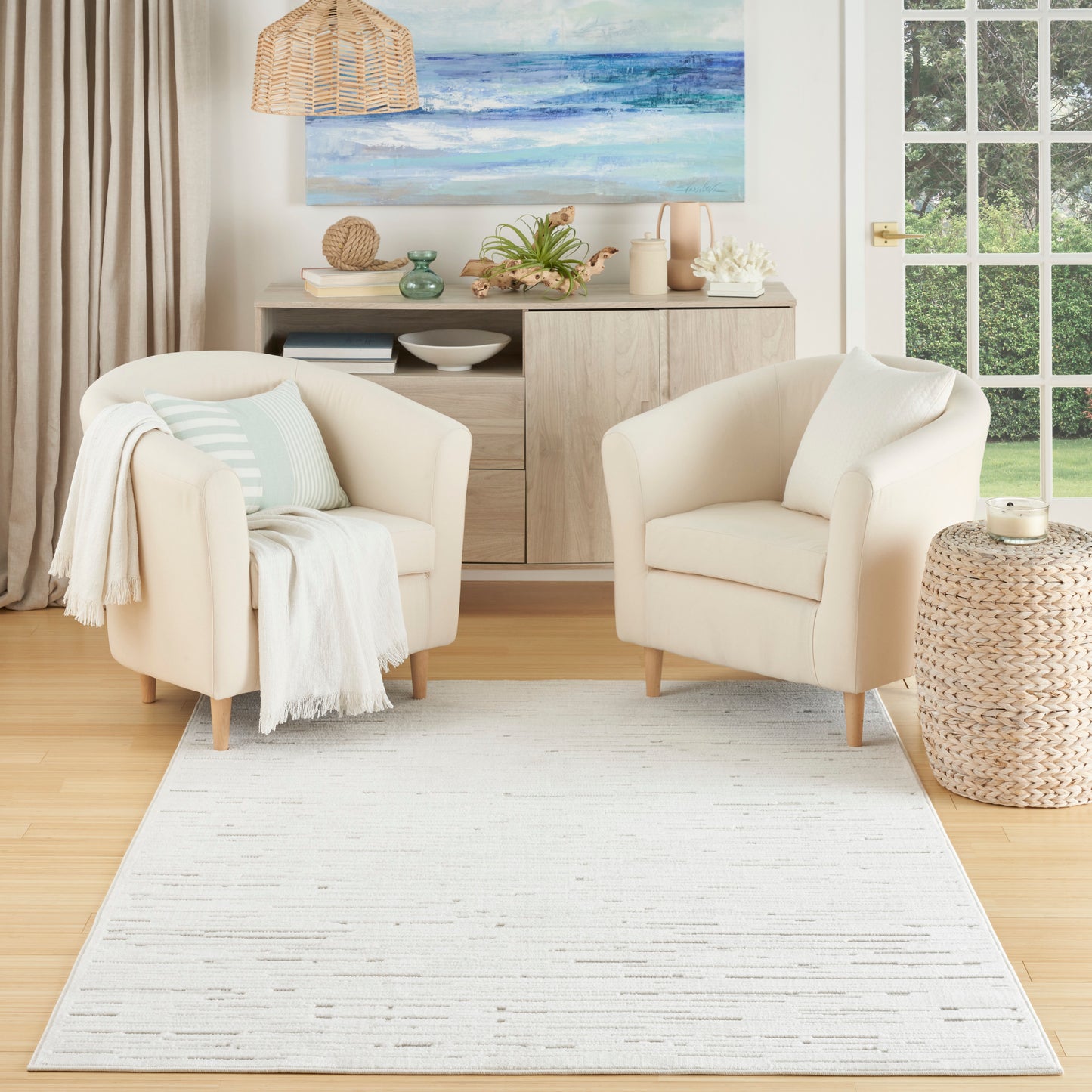 Nourison Care Free 3'11" x 5'11" Ivory Modern Indoor Rug