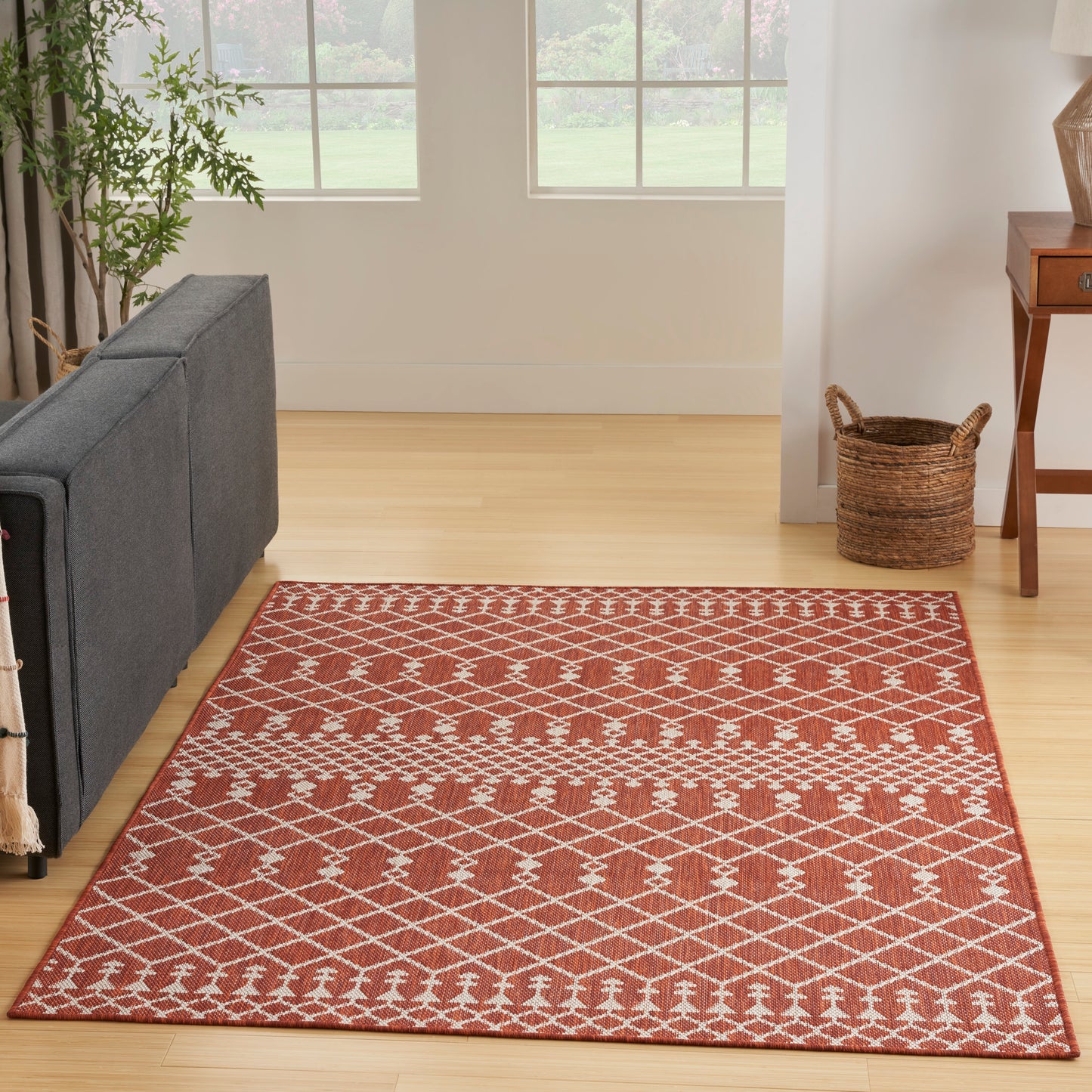 Nourison Positano 6' x 9' Terracotta Modern Rug