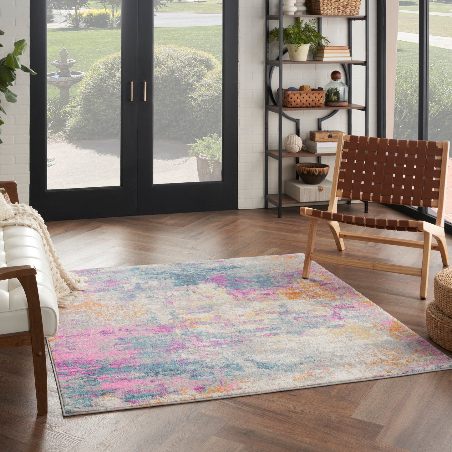 Nourison Passion 4' x Square Ivory Multicolor Modern Indoor Rug