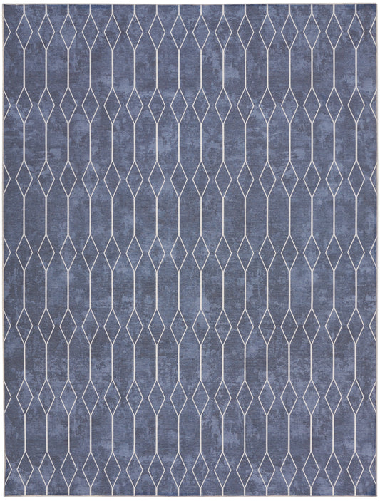 Nicole Curtis Machine Washable Series 1 9'2" x 12' Navy Modern Indoor Rug