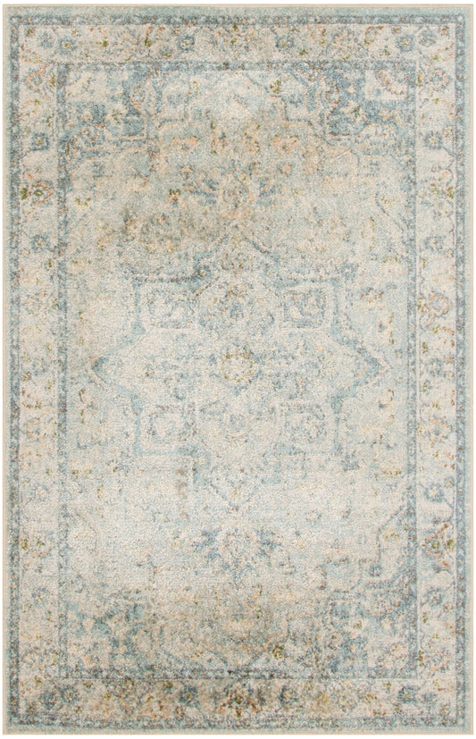 Nourison Astra Machine Washable 2'2" x 4' Light Blue Vintage Indoor Rug