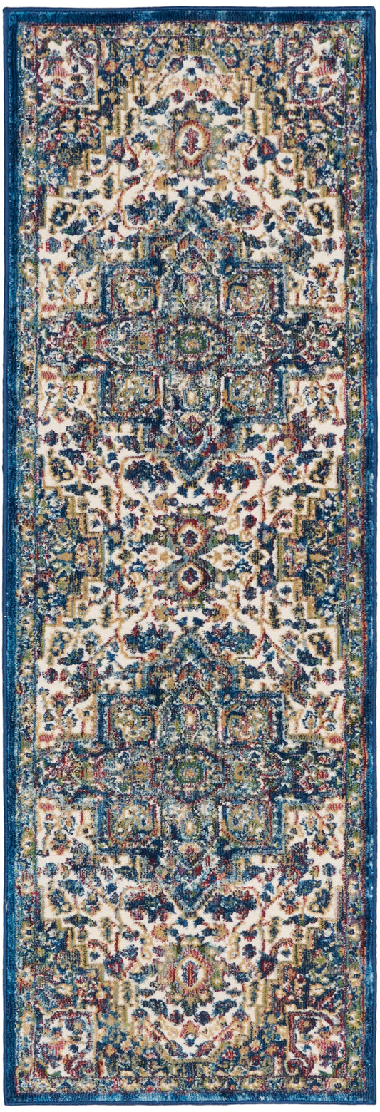 Nourison Ankara Global 2' x 6' Ivory Navy Bohemian Indoor Rug