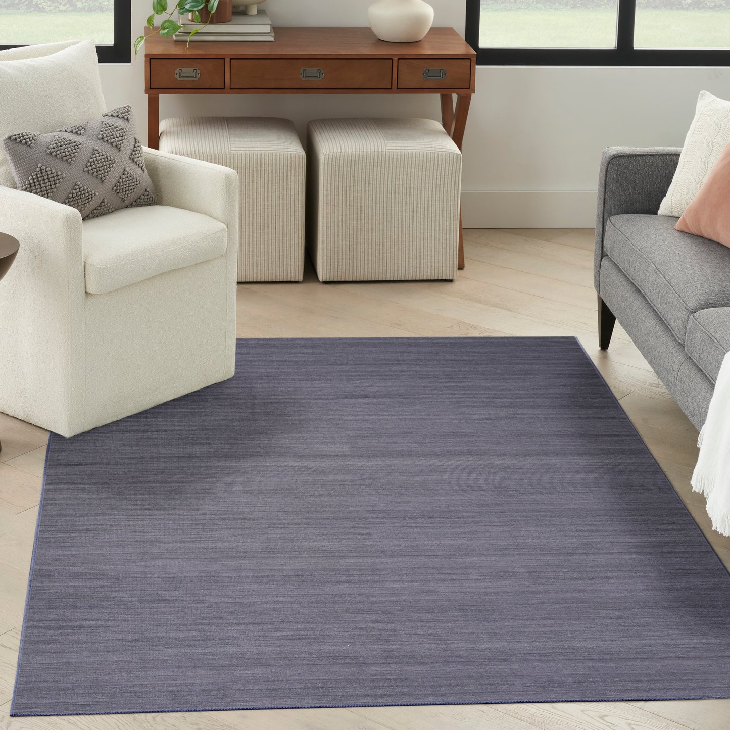 Nourison Washable Essentials 5'3" x 7'3" Navy Modern Indoor Rug