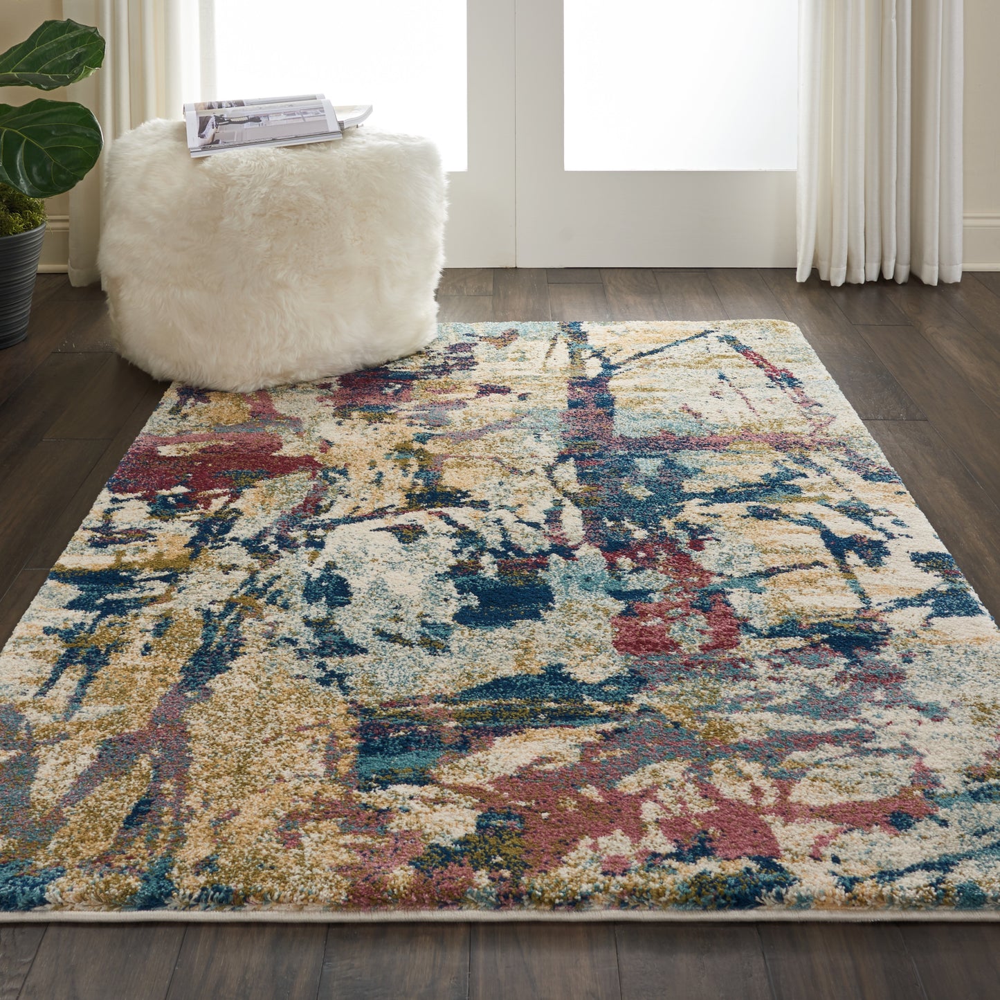 Nourison Fusion 4' x 6' Cream Multicolor Modern Indoor Rug