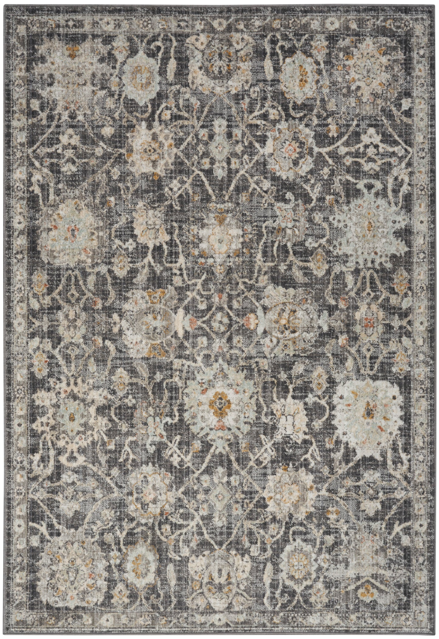 Nourison Oushak Home 4'1" x 5'11" Charcoal Vintage Indoor Rug