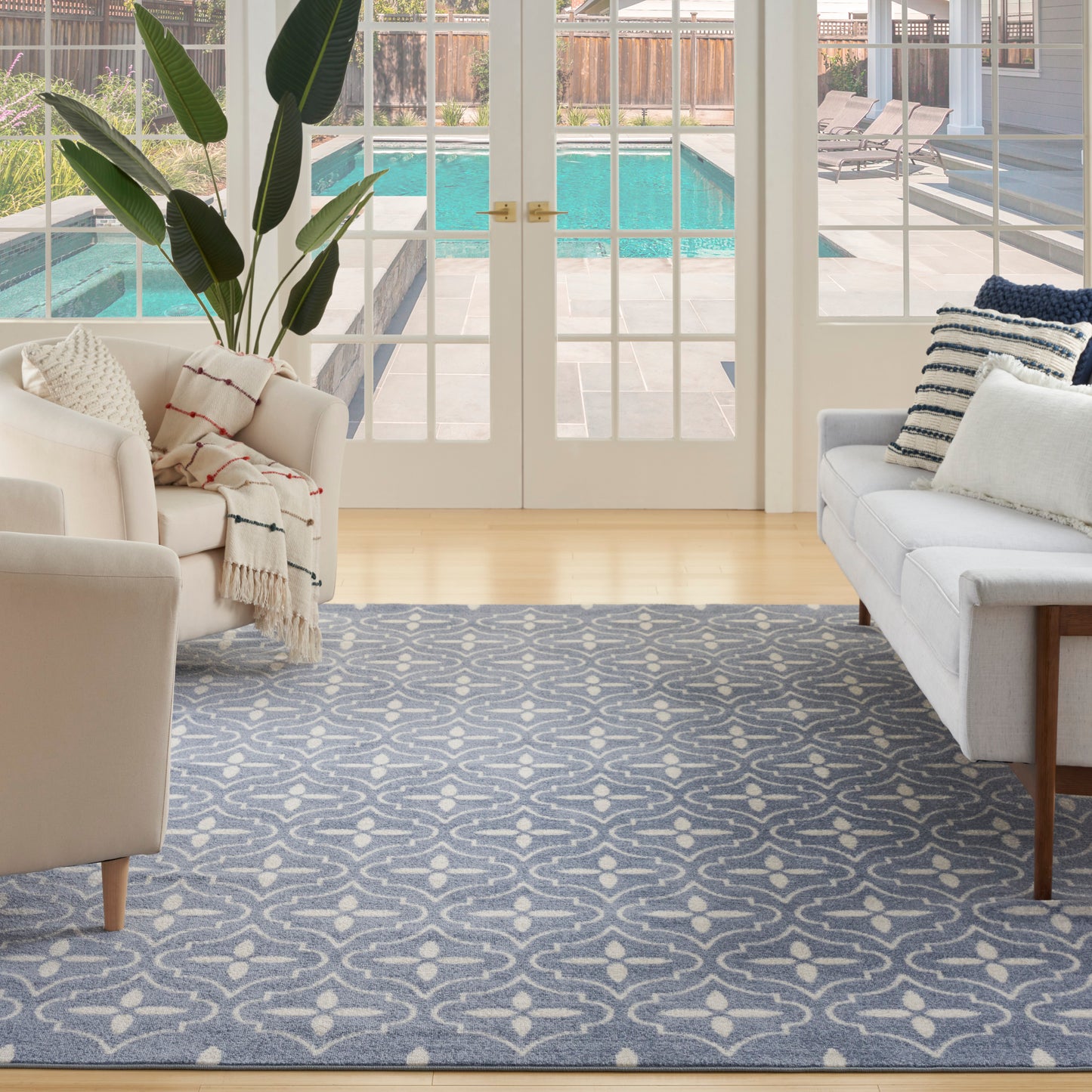 Nourison Nourison Essentials 8' x 10' Blue Ivory Modern Rug