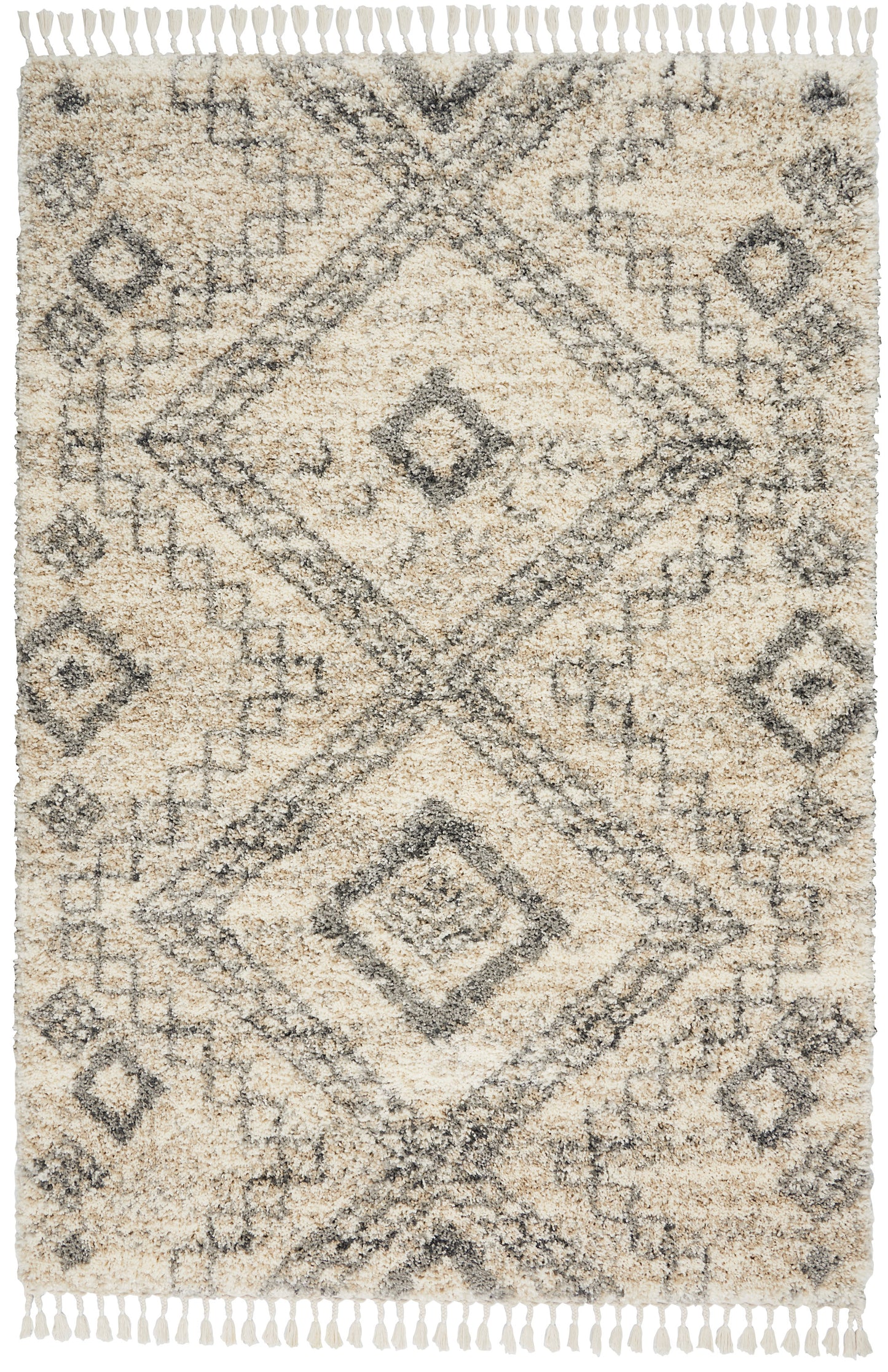 Nourison Oslo Shag 5'3" x 7'9" Ivory/Grey Shag Indoor Rug