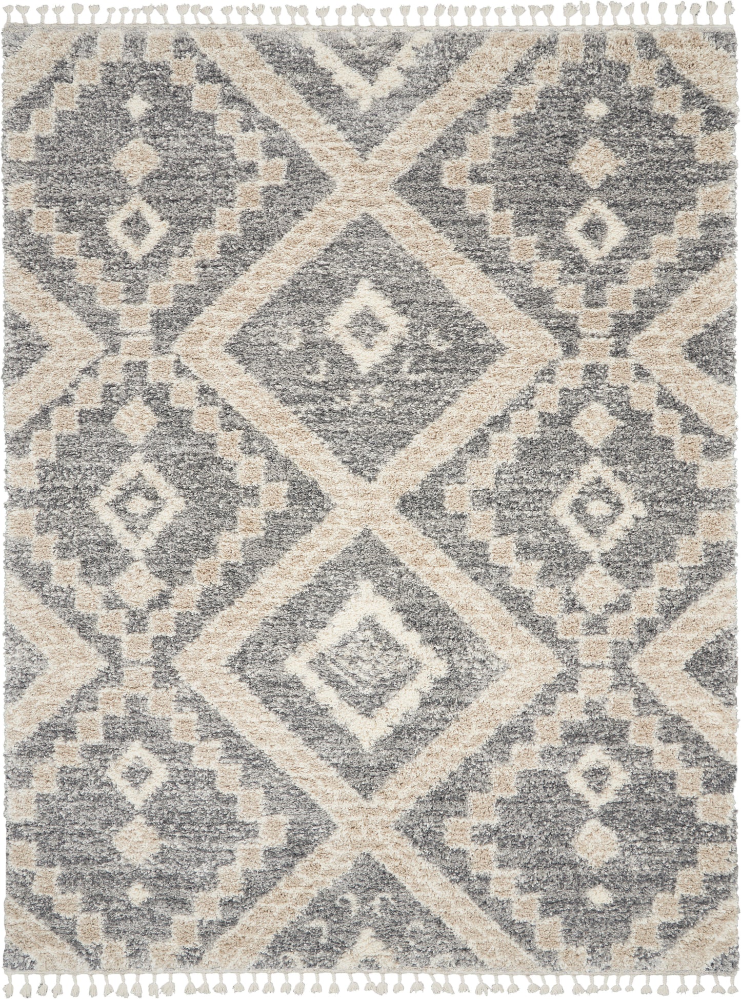 Nourison Oslo Shag 7'10" x 10'6" Grey/Ivory Shag Indoor Rug