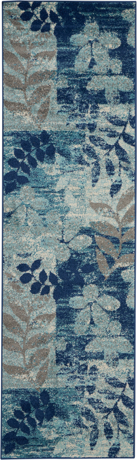 Nourison Tranquil 2'3" x 7'3" Navy/Light Blue Farmhouse Indoor Rug