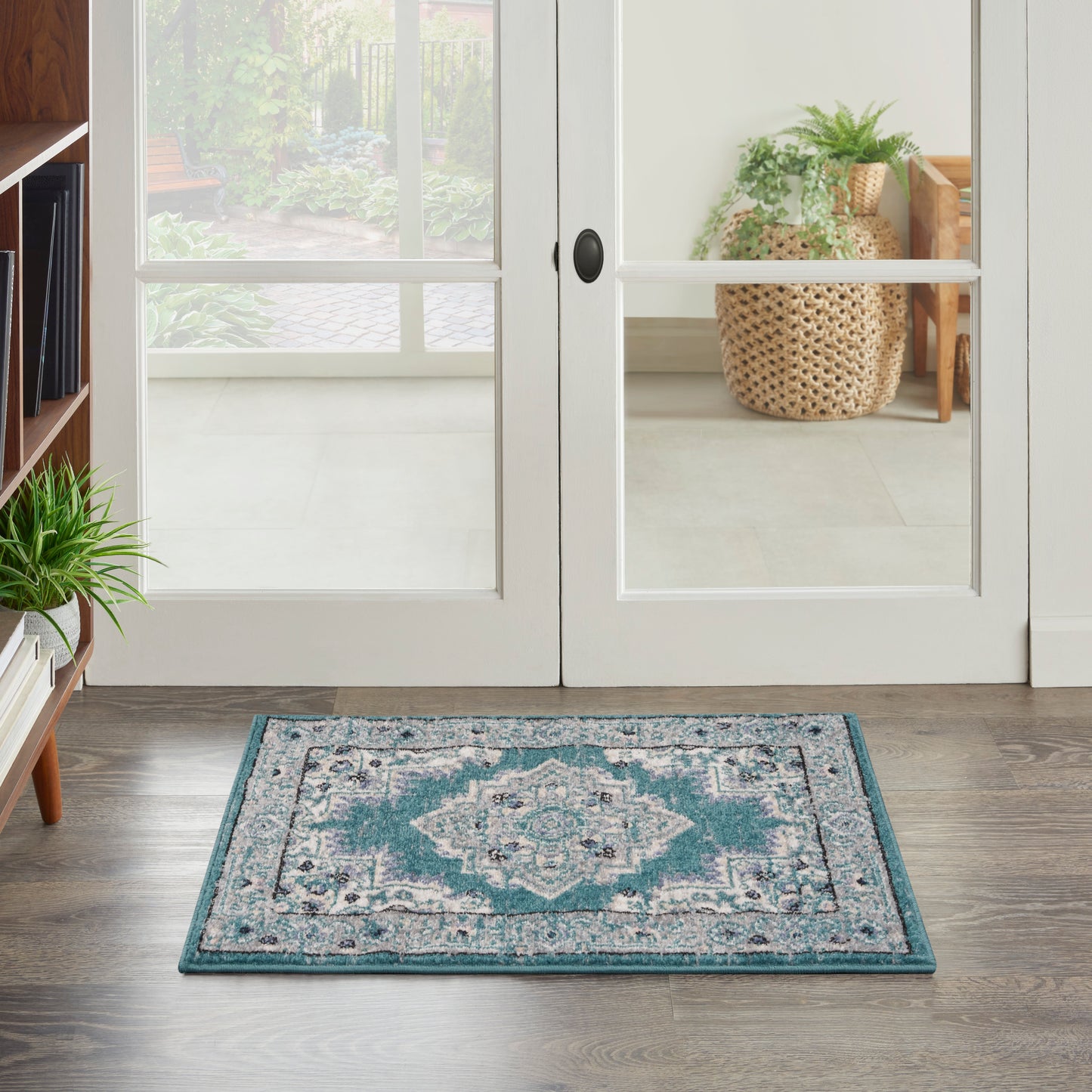 Nourison Passion 1'10" x 2'10" Turquoise Grey Bohemian Indoor Rug