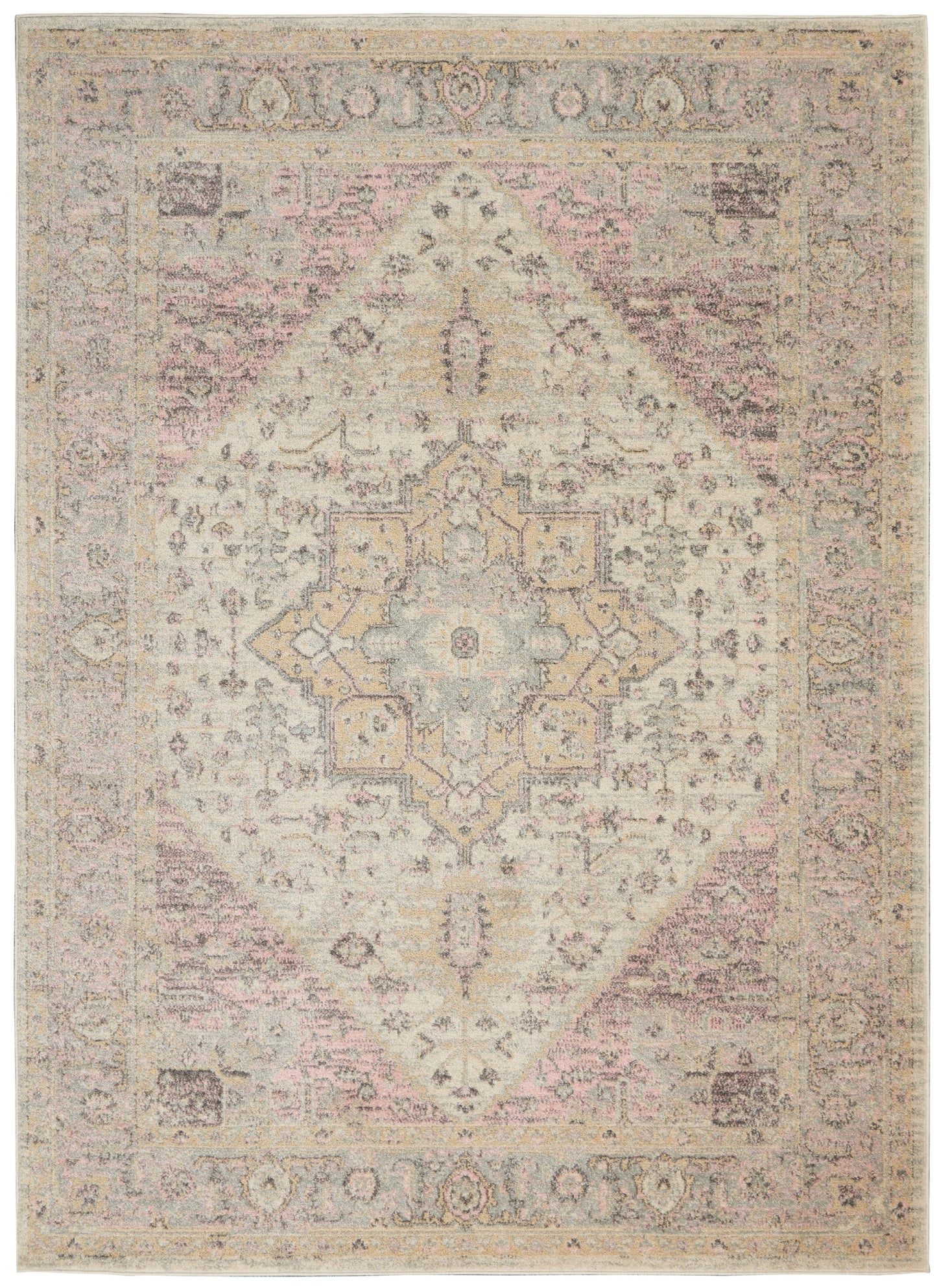 Nourison Tranquil 4' x 6' Ivory/Pink Vintage Indoor Rug