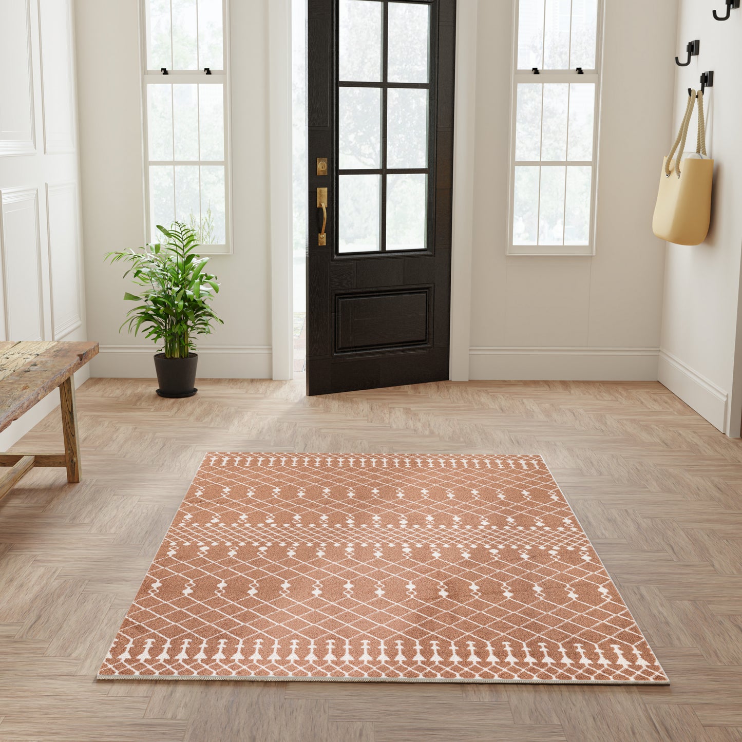 Nourison Astra Machine Washable 5'3" x 7' Copper Bohemian Indoor Rug