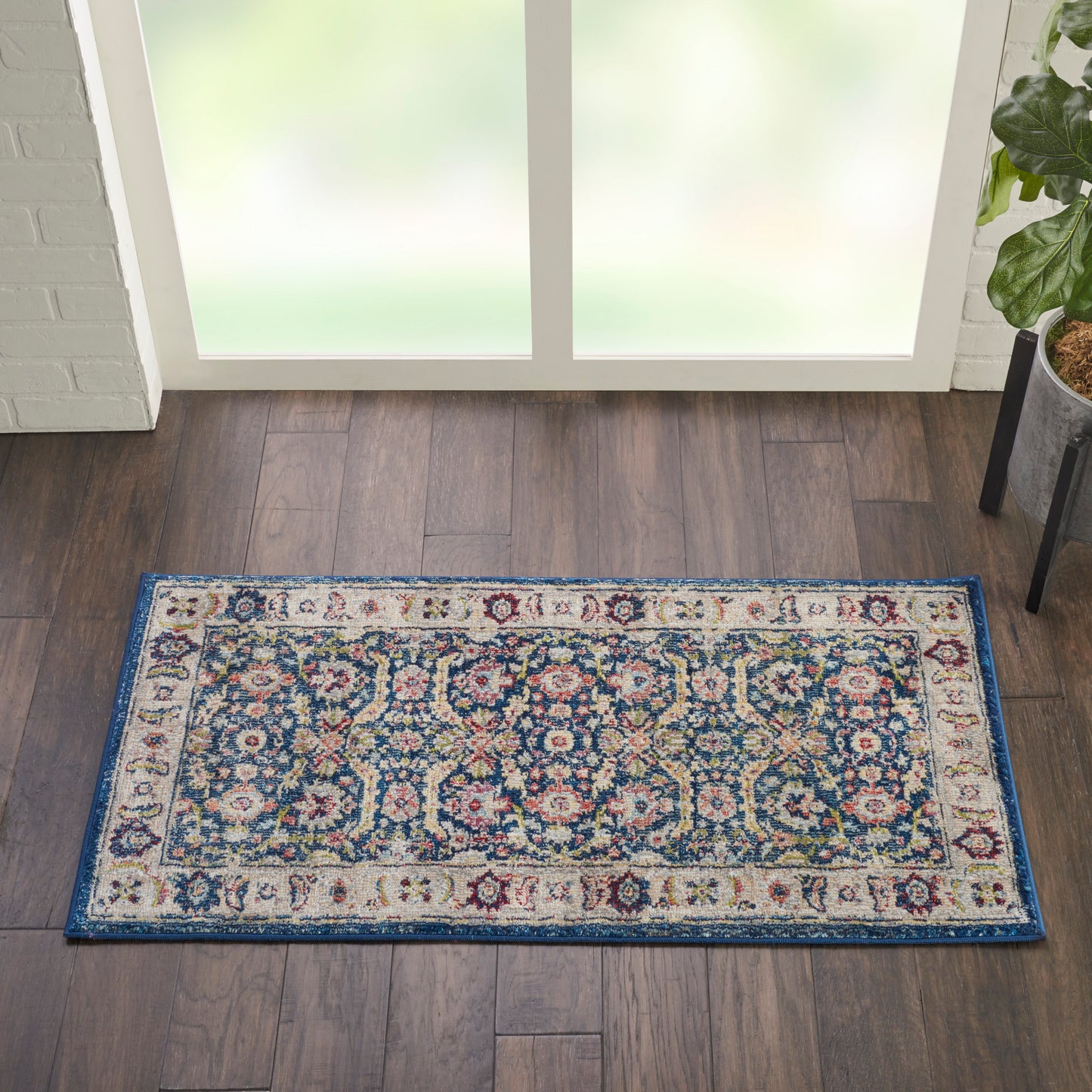 Nourison Ankara Global 2' x 4' Navy Multicolor Traditional Indoor Rug