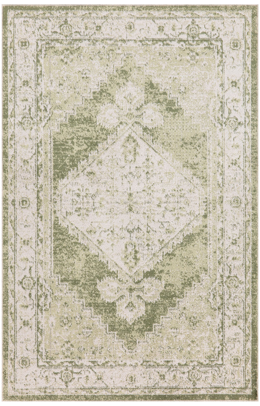 Nourison Astra Machine Washable 2'2" x 4' Ivory Green Vintage Indoor Rug