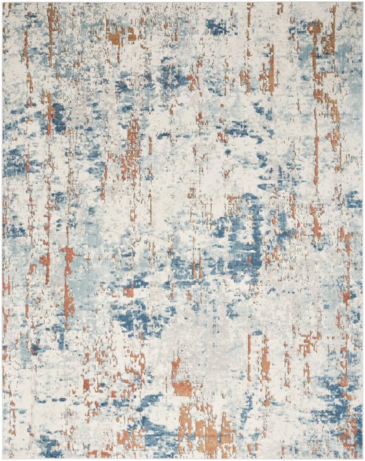 Nourison Quarry 7'10" x 9'10" Beige Blue Rust Modern Indoor Rug