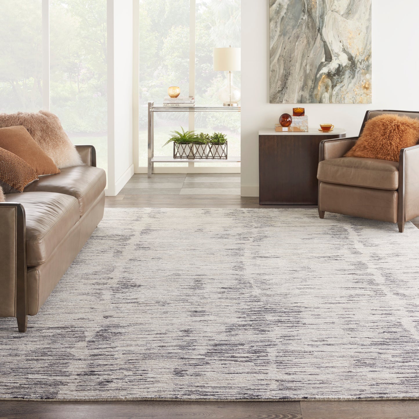 Nourison Ocean 9'9" x 13'9" Cream Charcoal Modern Indoor Rug