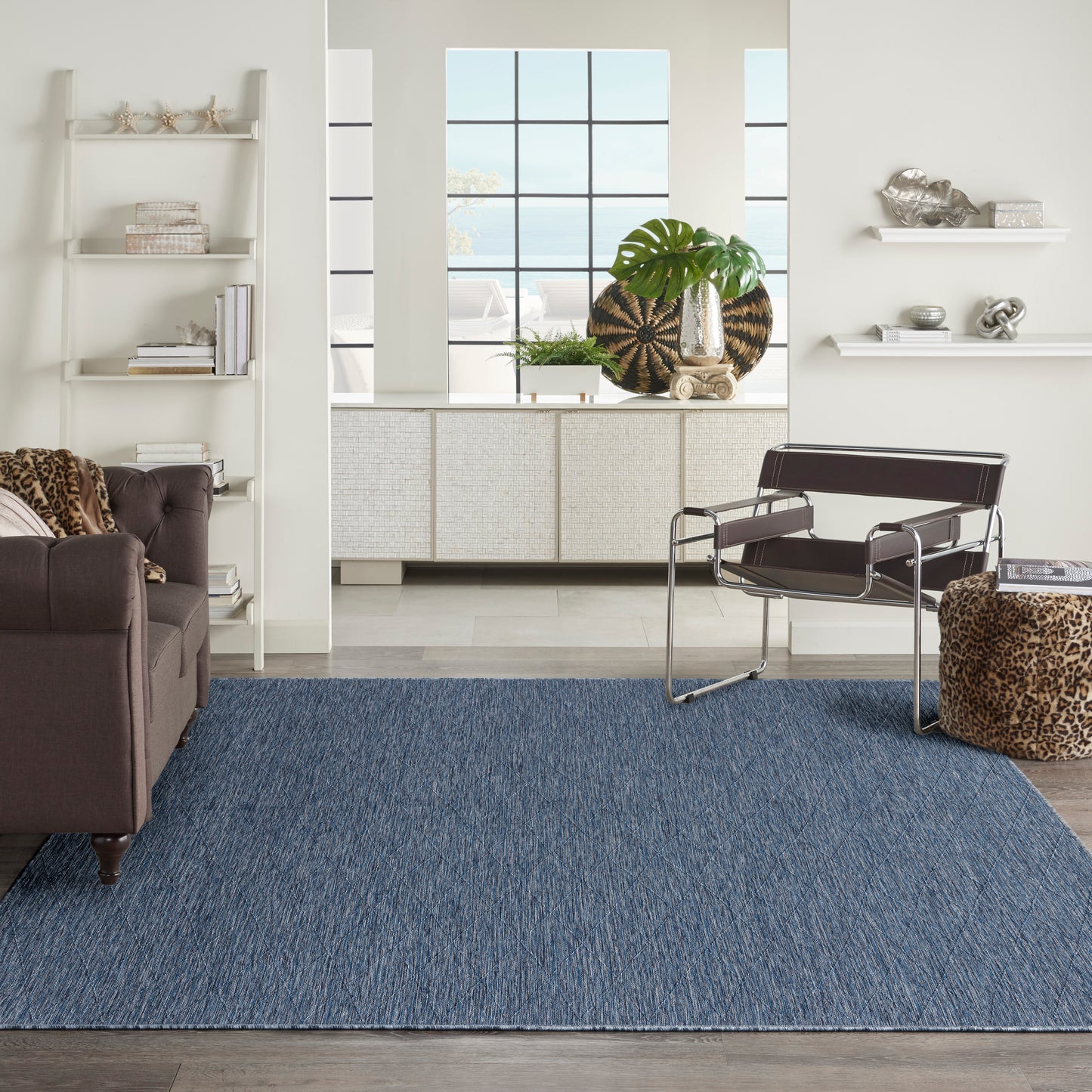 Nourison Washable Solutions 8' x 10' Navy Blue Modern Rug