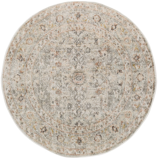 Nourison Oushak Home 7'10" x Round Light Grey Vintage Indoor Rug