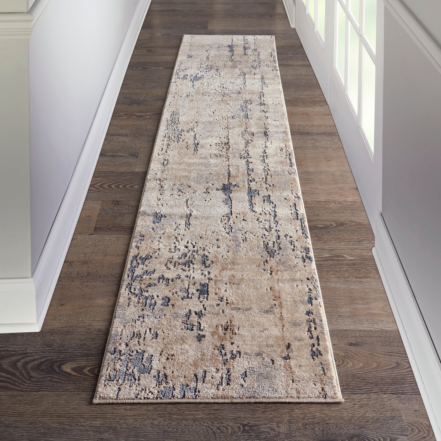 Nourison Quarry 2'2" x 6' Beige Grey Modern Indoor Rug