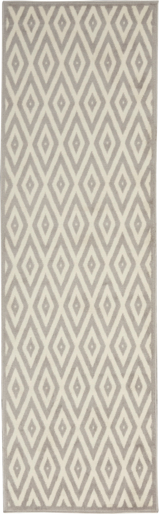 Nourison Grafix 2'3" x 7'6" White/Grey Mid-Century Modern Indoor Rug