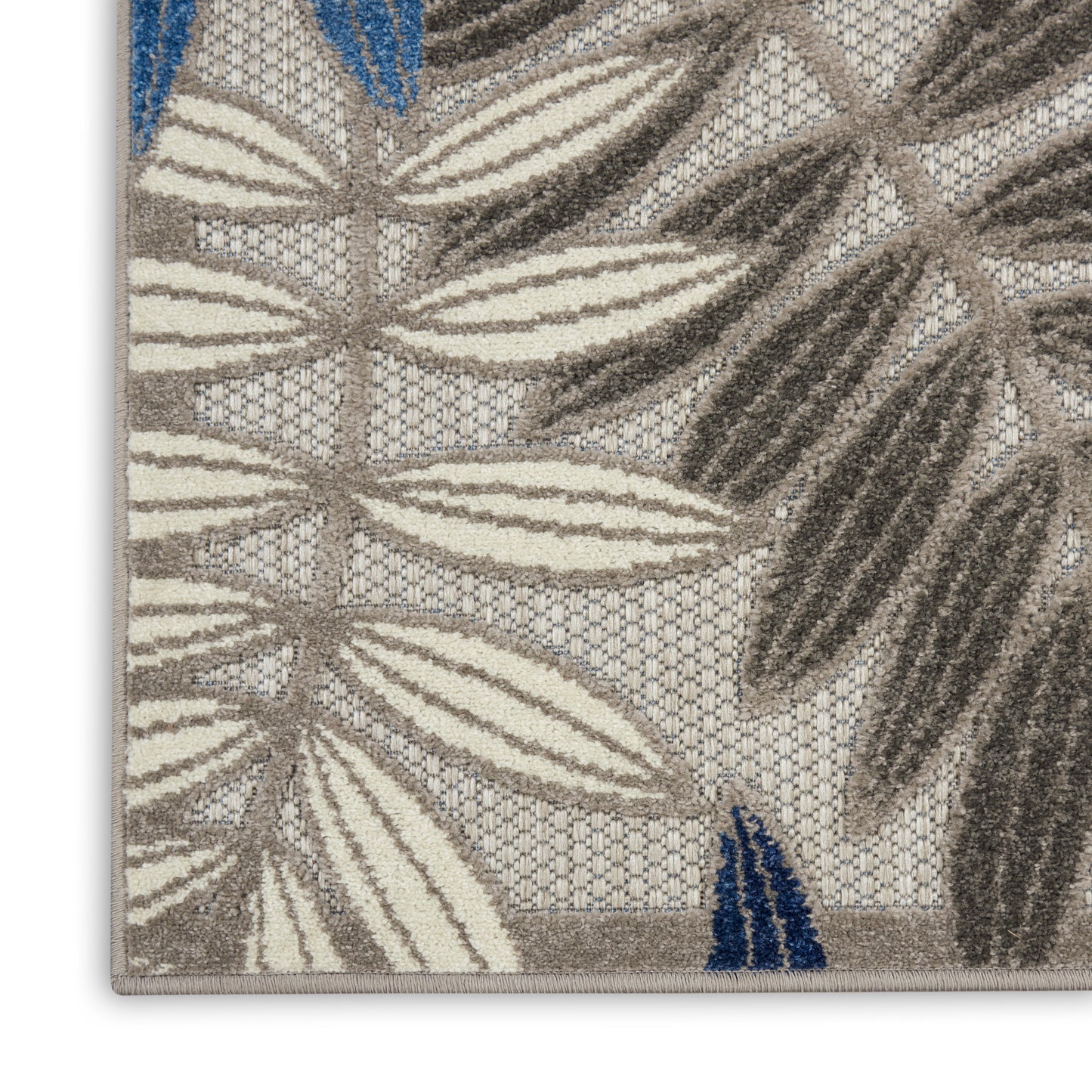 Nourison Aloha 9'6" x 13' Grey/Blue Tropical Rug