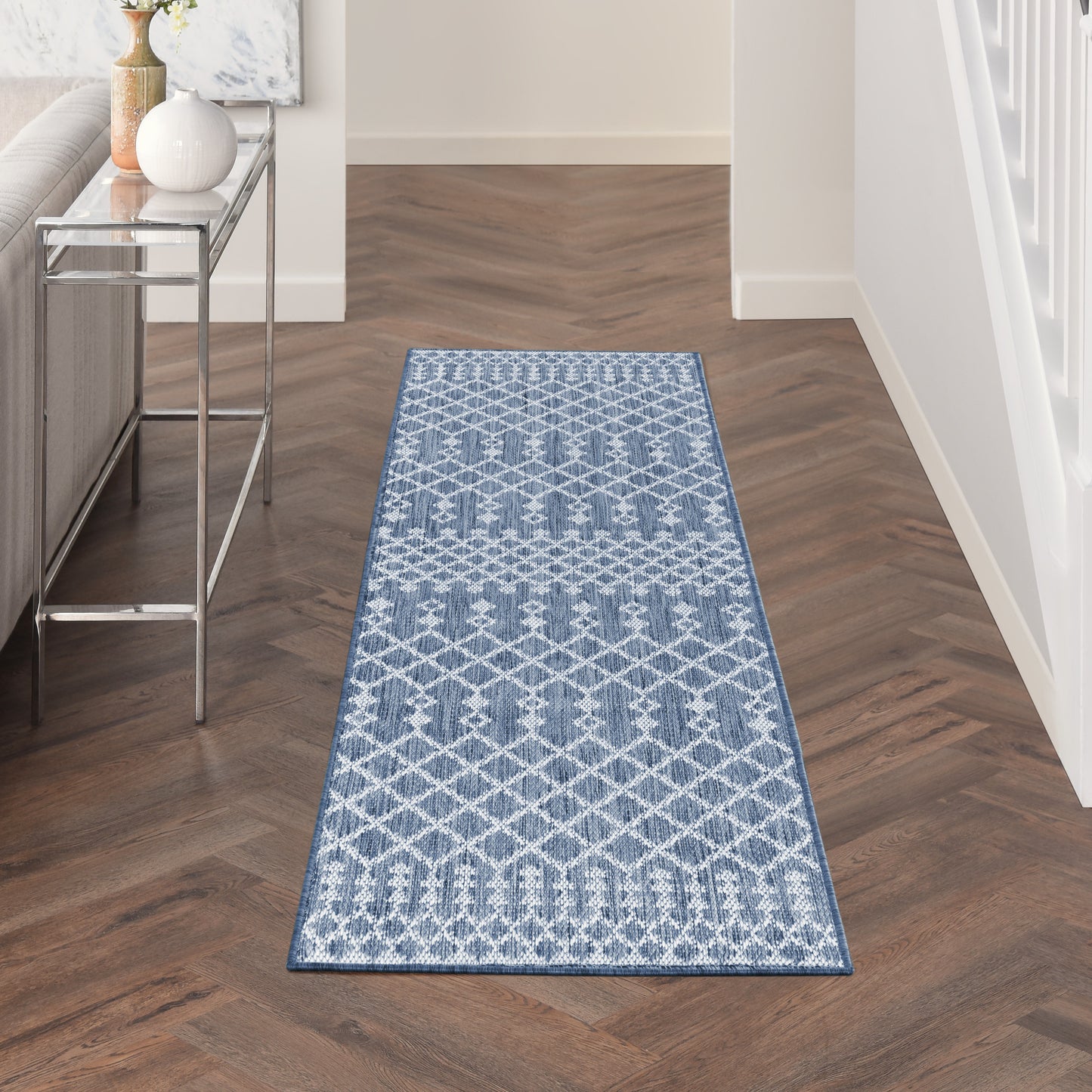 Nourison Positano 2' x 6' Navy Blue Modern Rug