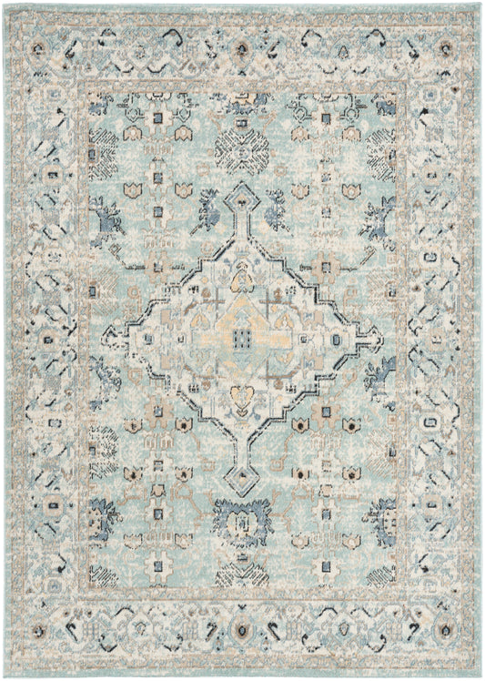 Nourison Washable Decor 6'7" x 9' Blue Taupe Vintage Indoor Rug