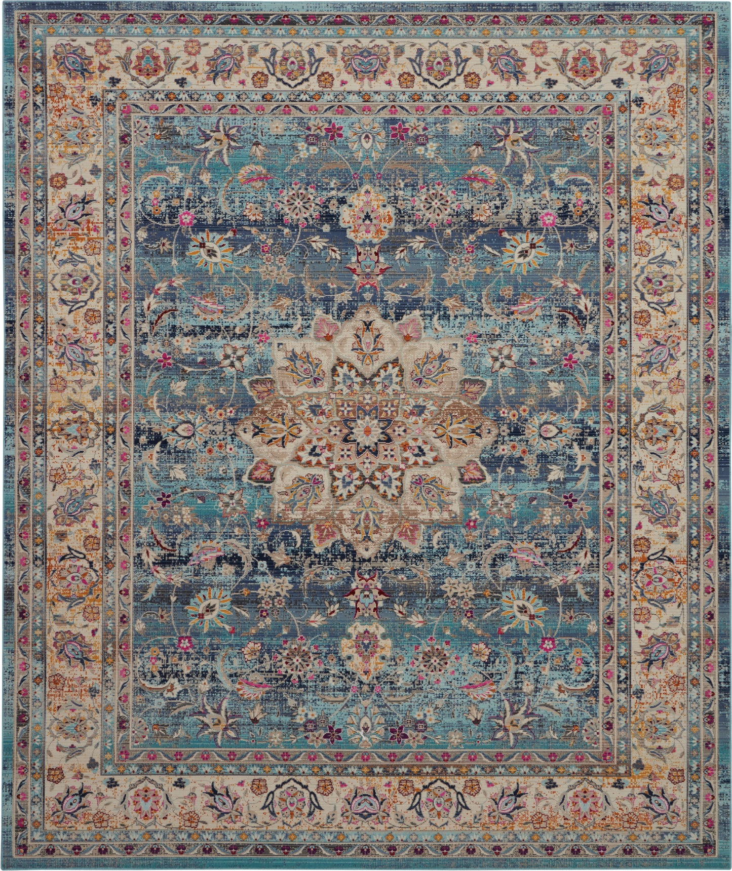 Nourison Vintage Kashan 8'10" x 11'10" Blue Vintage Indoor Rug