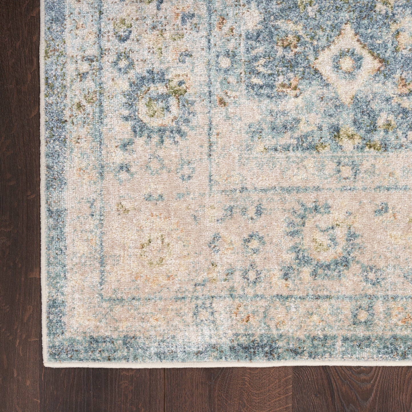 Nourison Astra Machine Washable 5'3" x 7' Teal Beige Vintage Indoor Rug