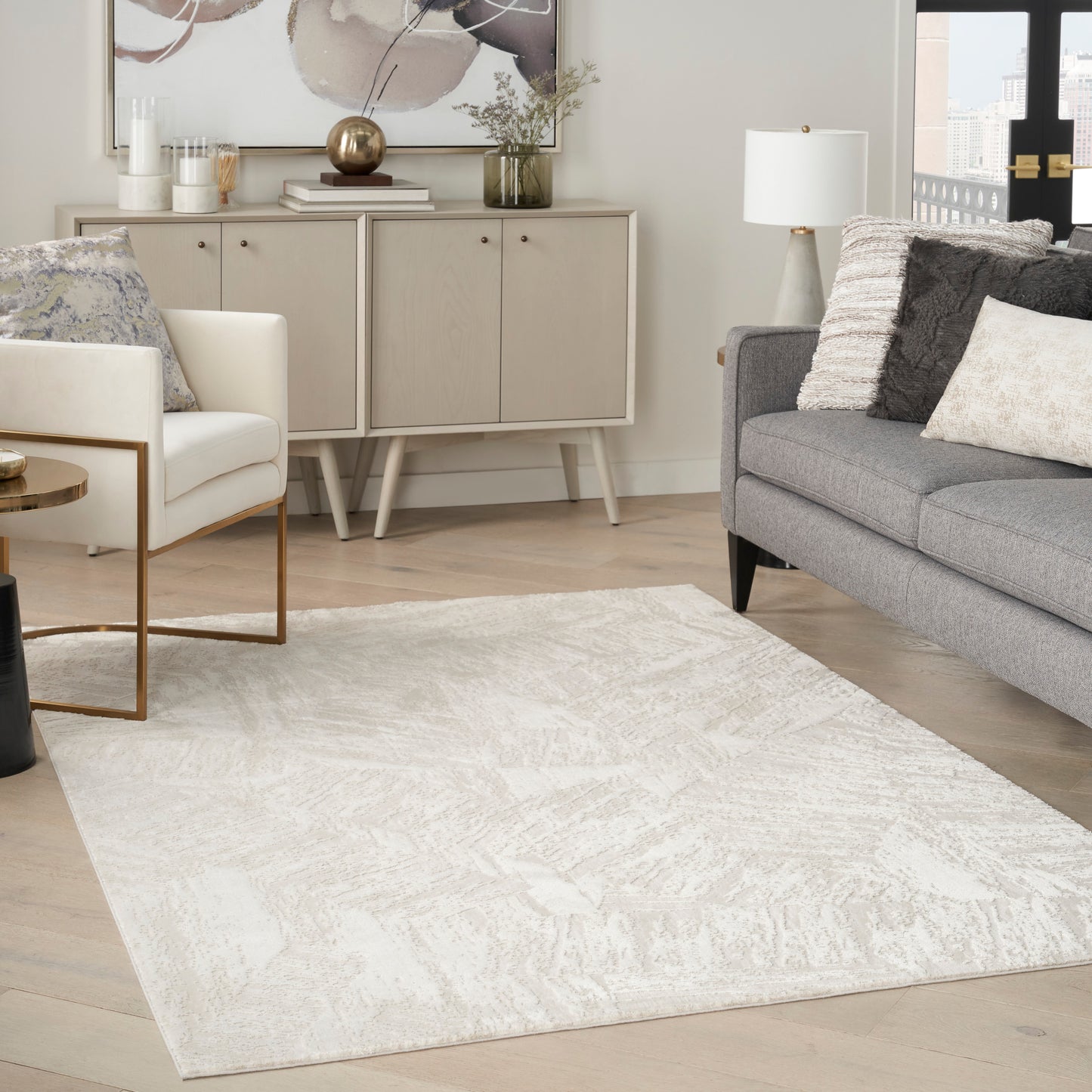 Nourison Desire 3'11" x 5'11" Ivory Modern Indoor Rug