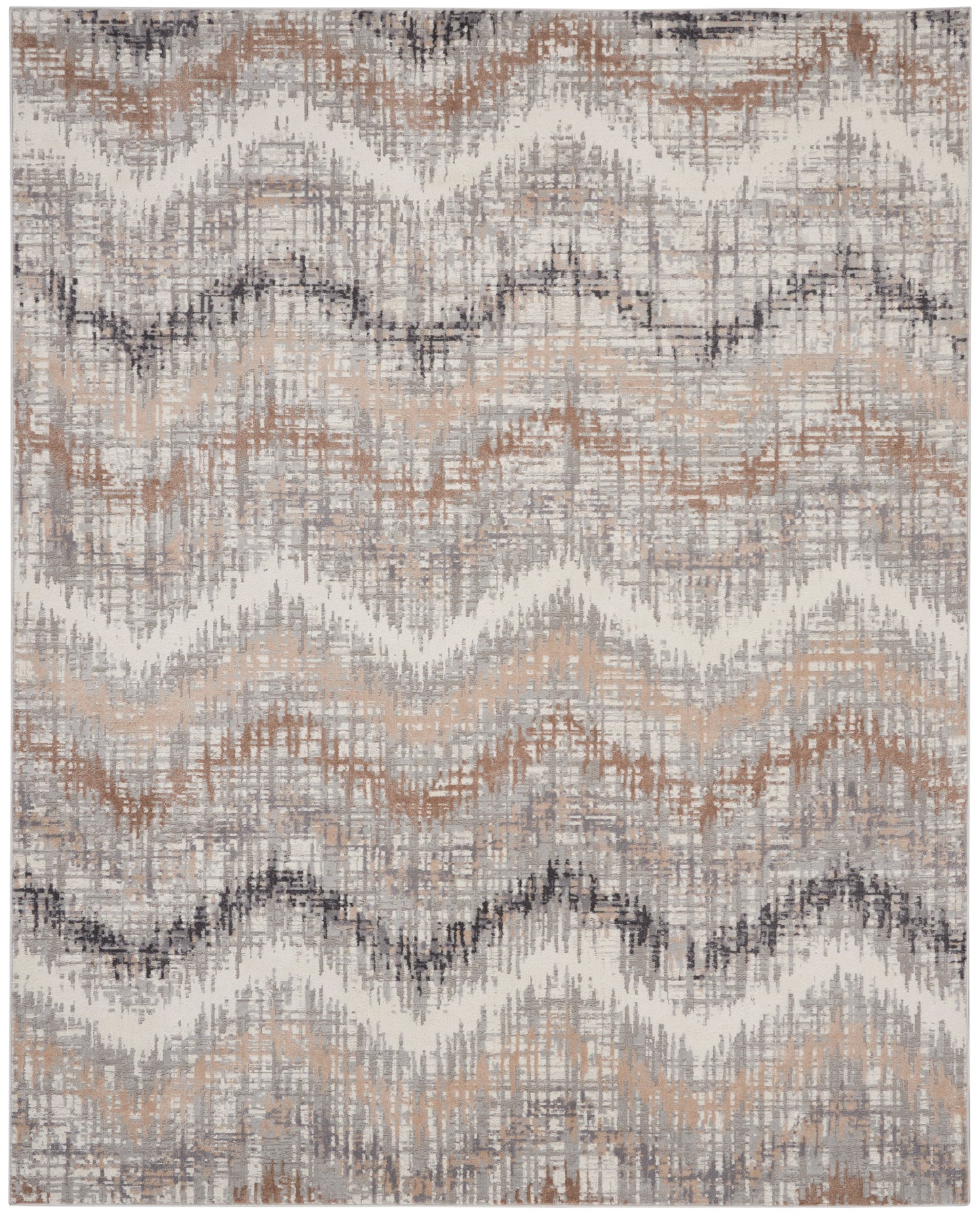 Nourison Elation 7'10" x 9'10" Grey Ivory Modern Indoor Rug