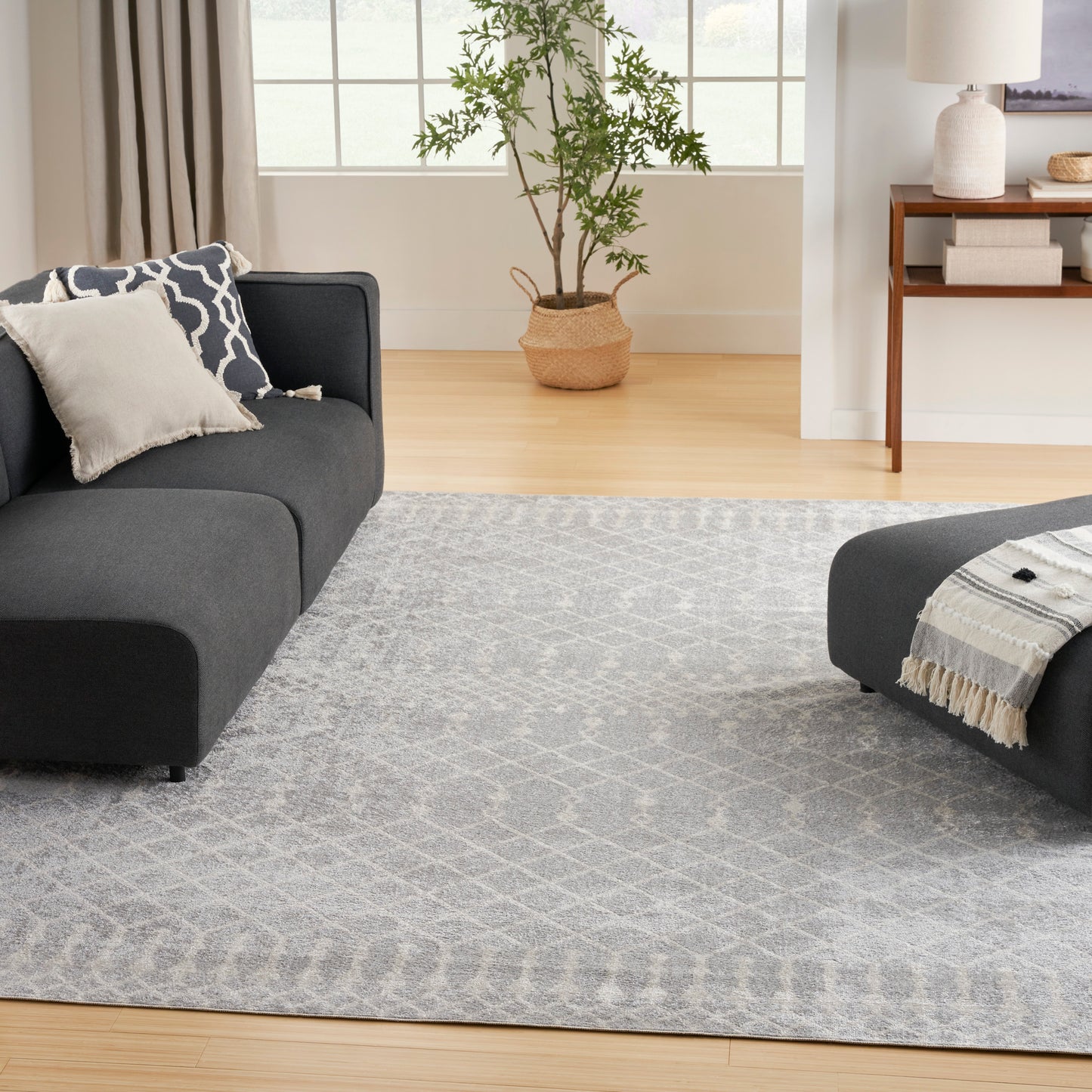 Nourison Astra Machine Washable 6' x 9' Grey Bohemian Indoor Rug