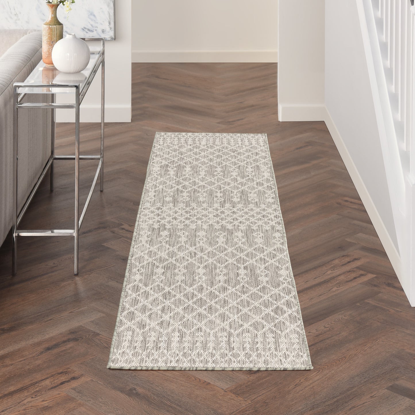 Nourison Positano 2' x 6' Light Grey Modern Rug