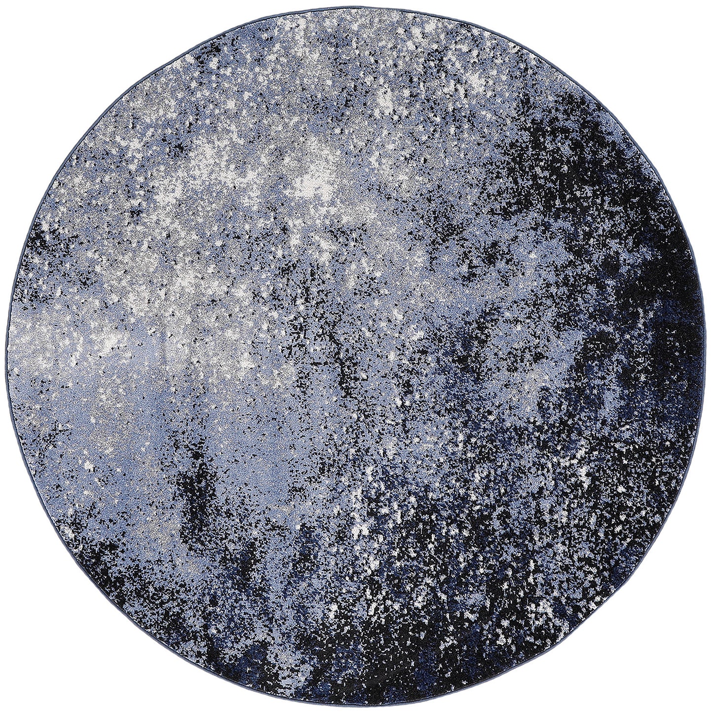 Nourison Passion 4' x Round Light Blue Black Modern Indoor Rug