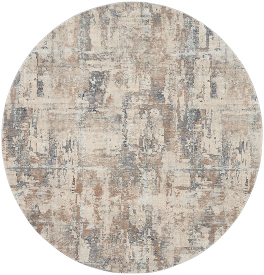 Nourison Rustic Textures 5'3" x Round Beige Grey Modern Indoor Rug