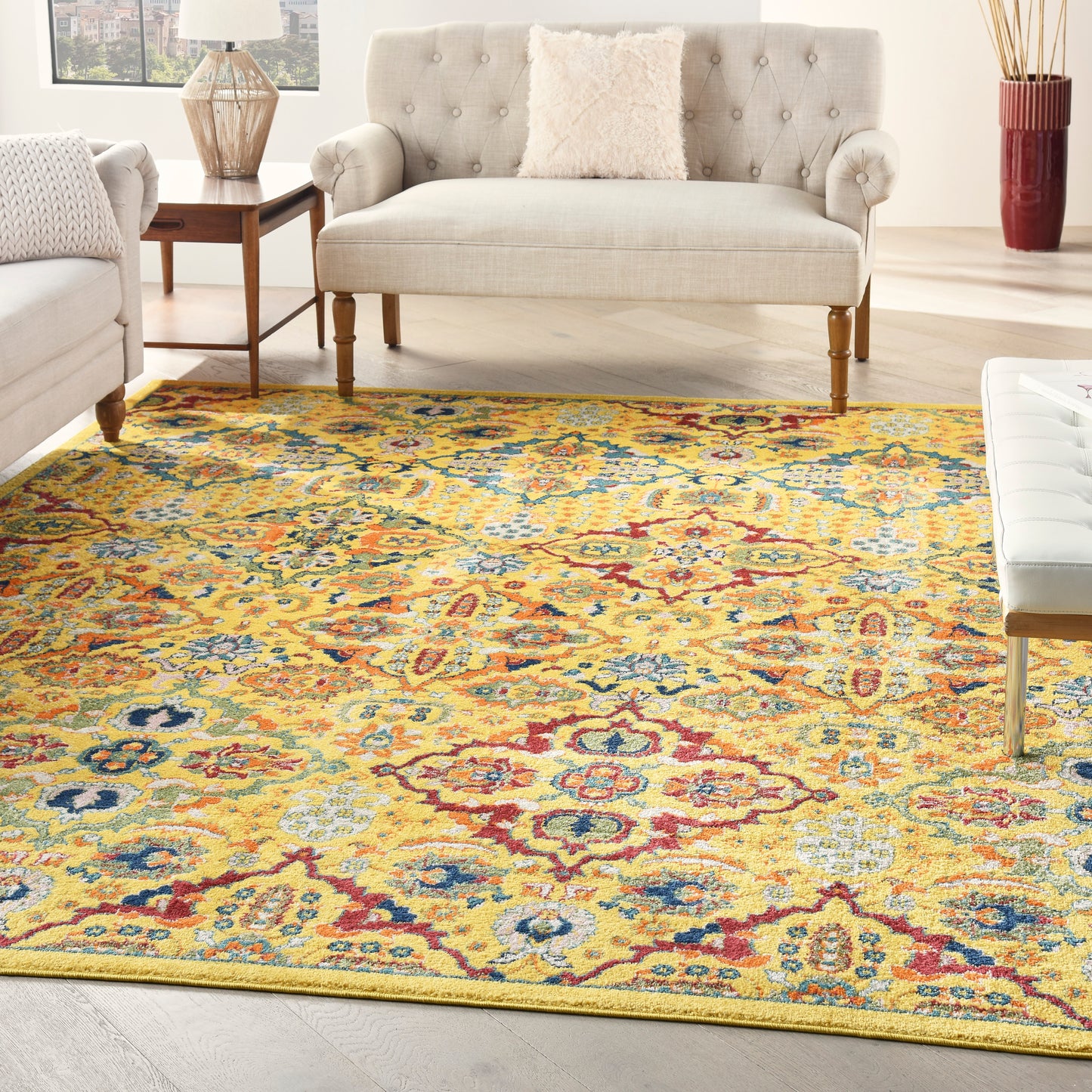 Nourison Allur 7'10" x 9'10" Yellow Multicolor Bohemian Indoor Rug