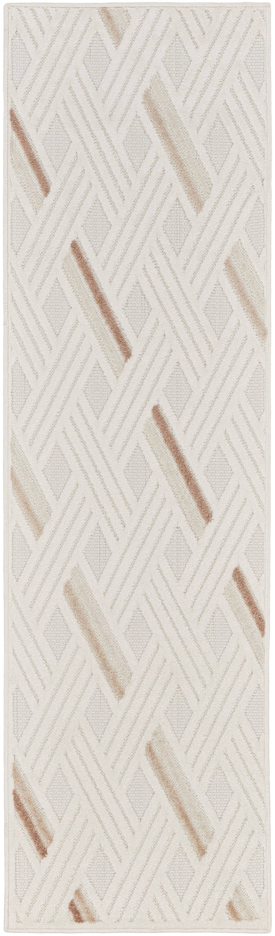 Nourison Care Free 2' x 6' Ivory Beige Modern Indoor Rug