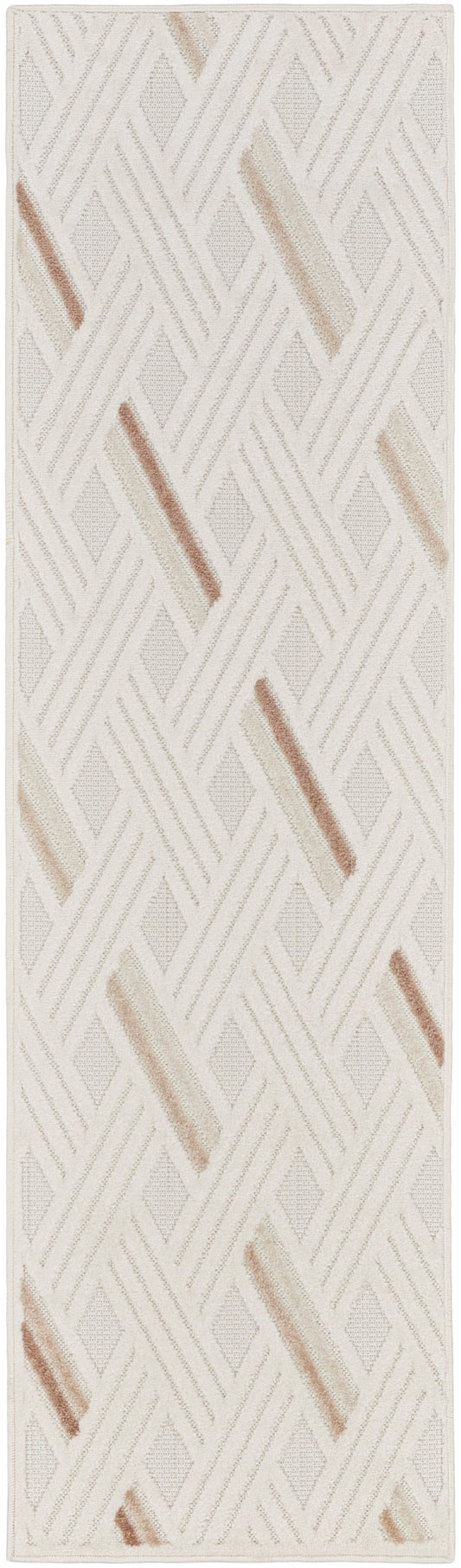 Nourison Care Free 2' x 6' Ivory Beige Modern Indoor Rug