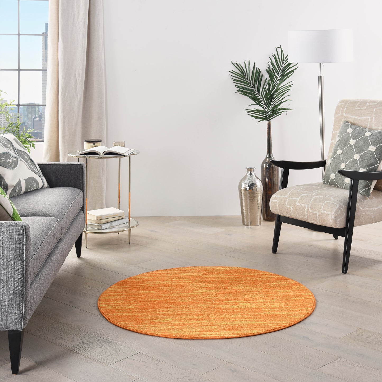 Nourison Nourison Essentials 4' x Round Sunburst Outdoor Rug