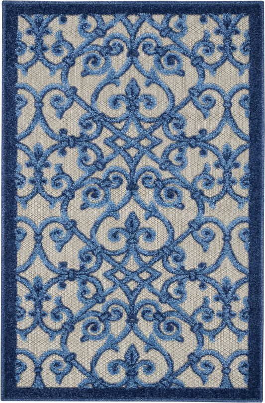 Nourison Aloha 2'8" x 4' Grey Blue Contemporary Rug