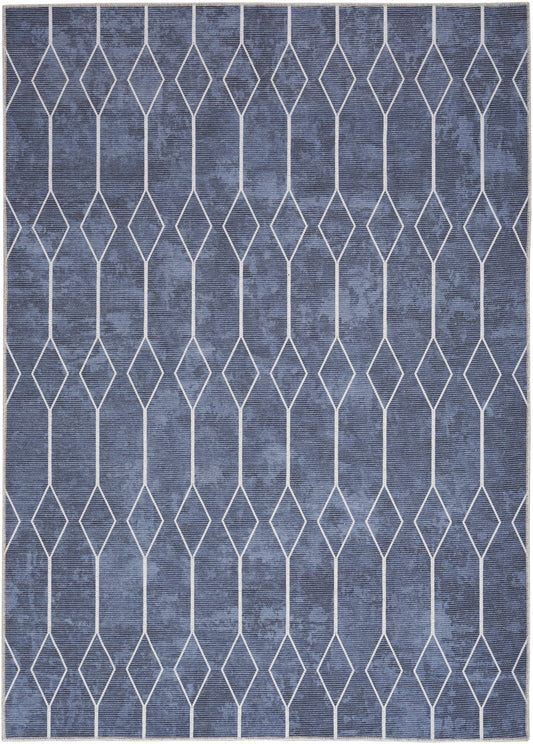 Nicole Curtis Machine Washable Series 1 6' x 9' Navy Modern Indoor Rug